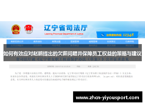 如何有效应对赵鹏提出的欠薪问题并保障员工权益的策略与建议